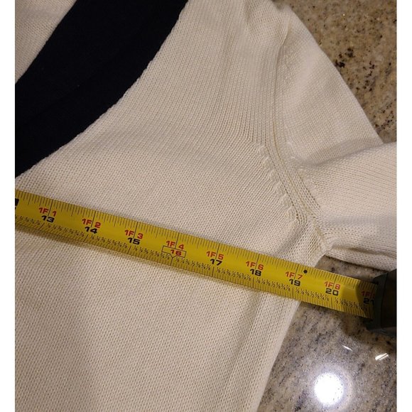 Tommy Hilfiger Womens Size M Cardigan Sweater Button Front Cream Blue - Picture 5 of 12